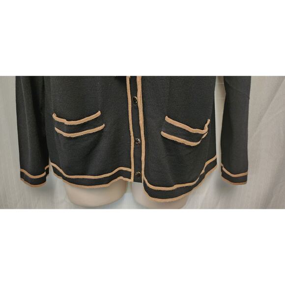 Talbots Petite LP 2PC Cardigan Sweater/ Free Top Black/ Brown - Picture 7 of 14